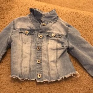 Jean jacket with sequence, denim blue color